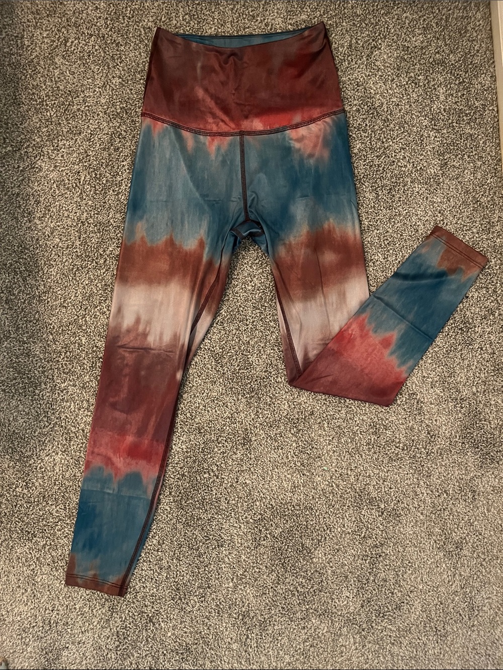 Beyond Yoga Tie-Dye High-Waist Leggings - Blue & Brown
